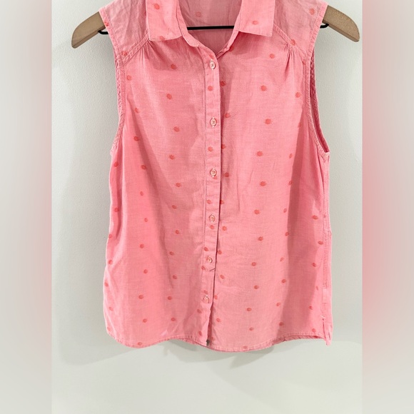 Horny Toad Polka Dot Button Front Blouse Pink Size Small - Picture 2 of 5